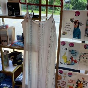 White Striped Spaghetti Strap Dress